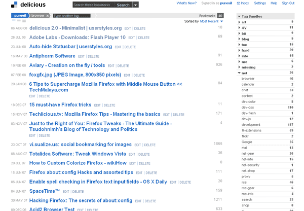 delicious 2.0 - Minimalist