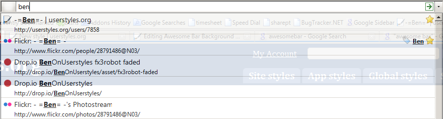 Transparent Awesome Bar DropDown List