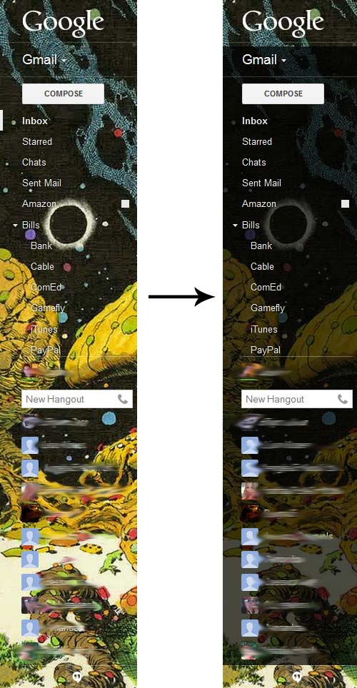 Gmail - Tag and Chat List - Dark background