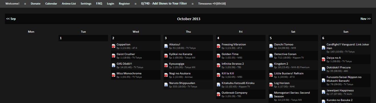 Animecalendar.net - dark and edgy like my soul