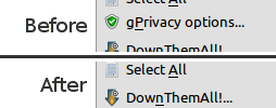 gPrivacy - Hide non-contextual context menu entry