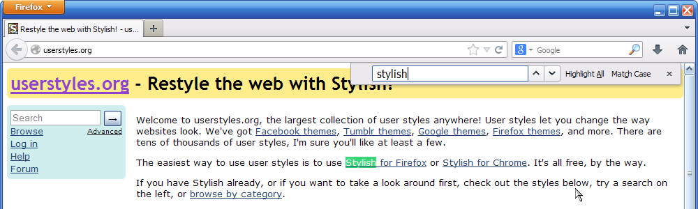 Findbar on Top Right