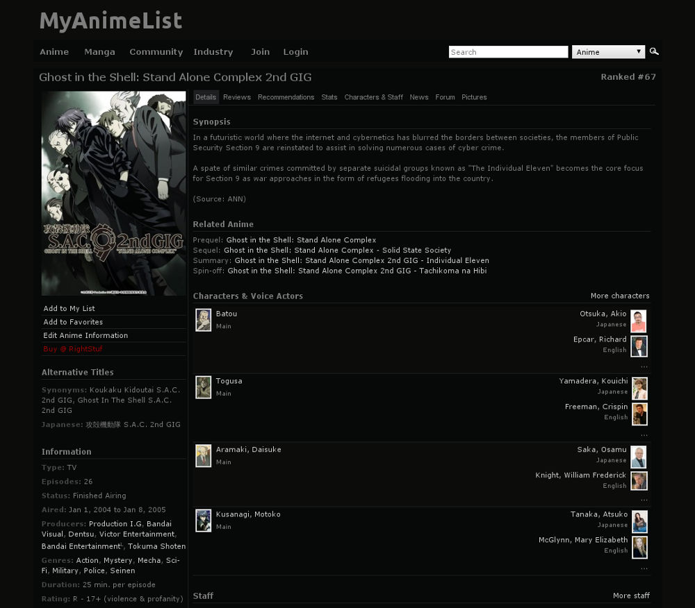 MyAnimeList.net | Minimal Black