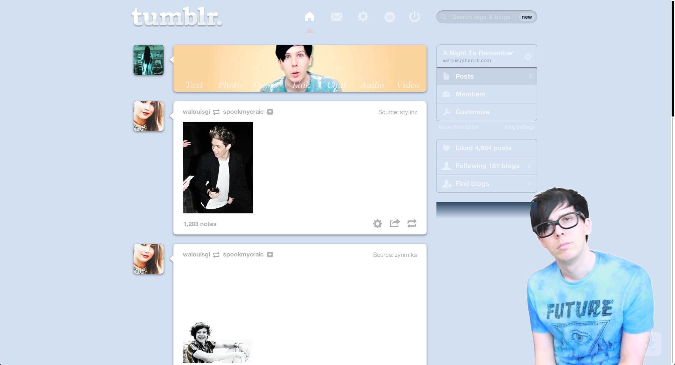 AmazingPhil Tumblr Dashboard Theme | sweetenouis