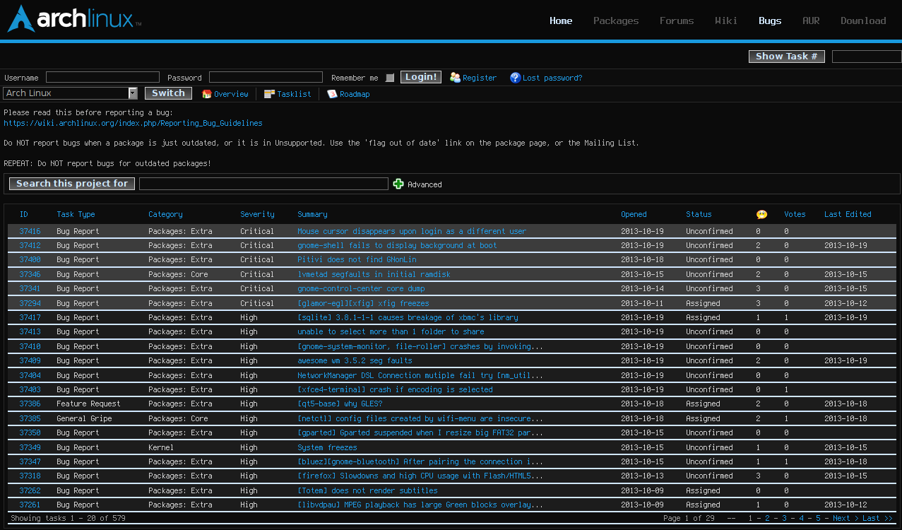 Arch Linux Dark Bugs 2013 (pdq)