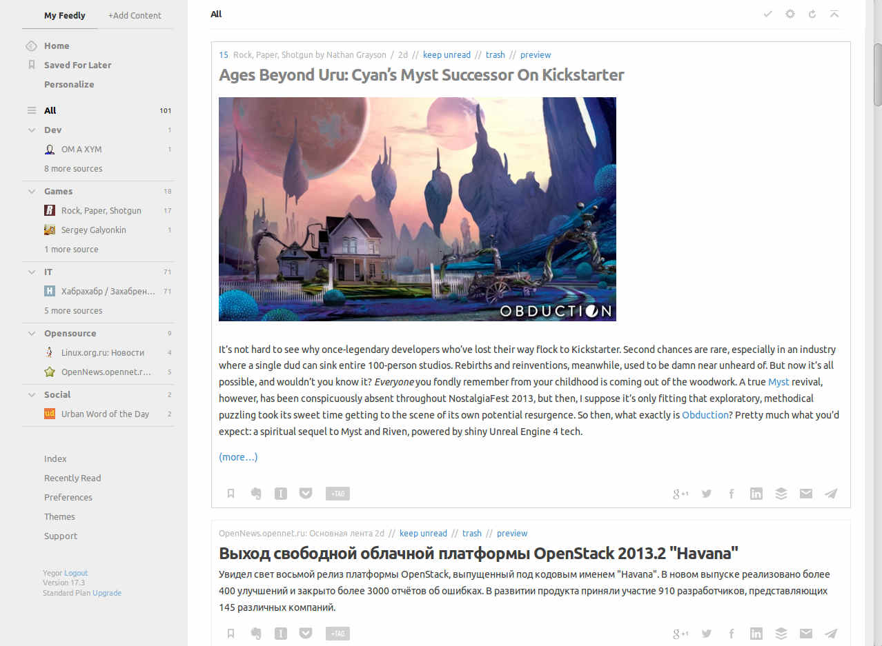 Feedly Wide and Clean -> Like Google Reader (kodx)