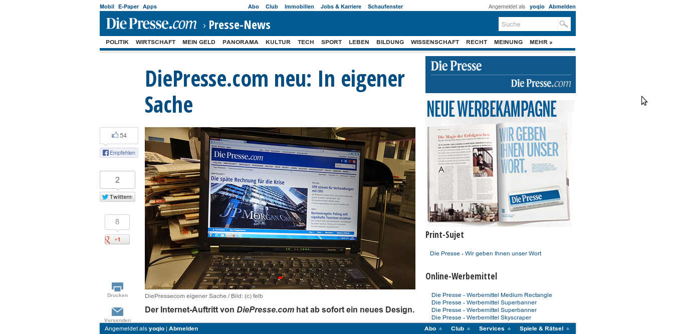 diePresse redesign centered