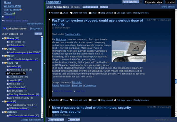 Dark Blue - Google Reader