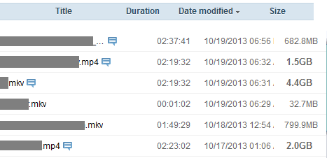 Samsung Link filesize GBs bold with indent