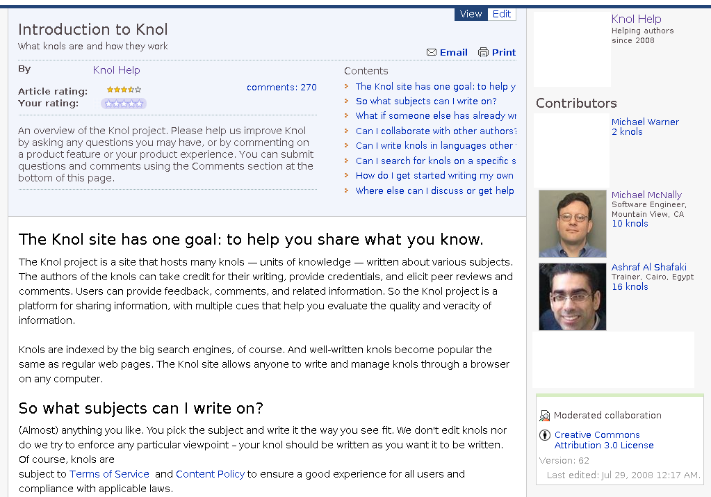knol.google.com - clarity and usability