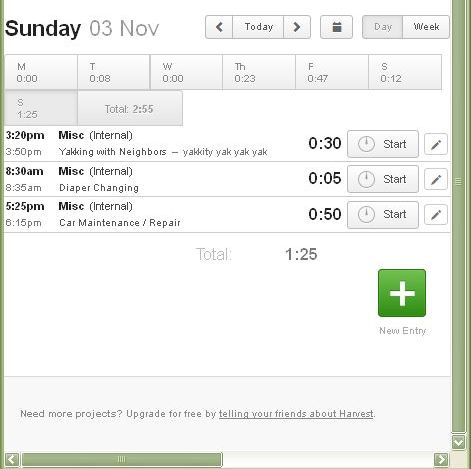 Harvest App Timesheet for Narrow-Width Windows