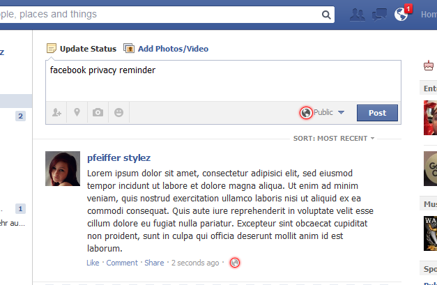 Facebook - privacy reminder