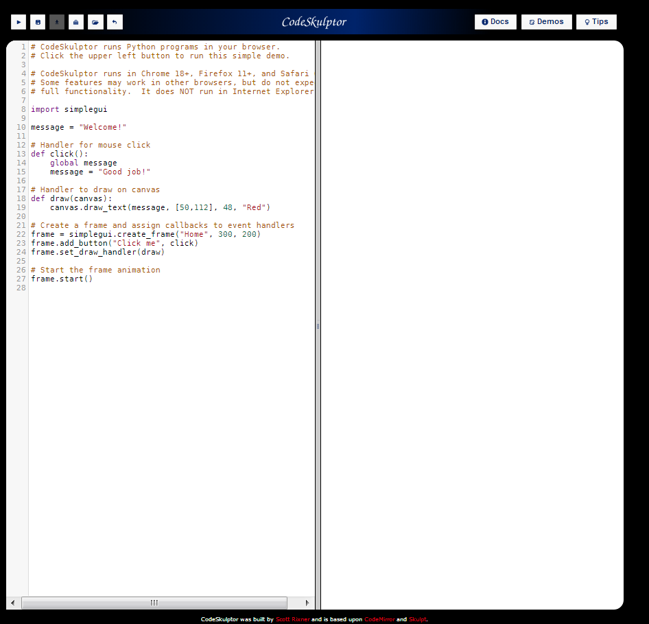 Codeskulptor Dark Theme