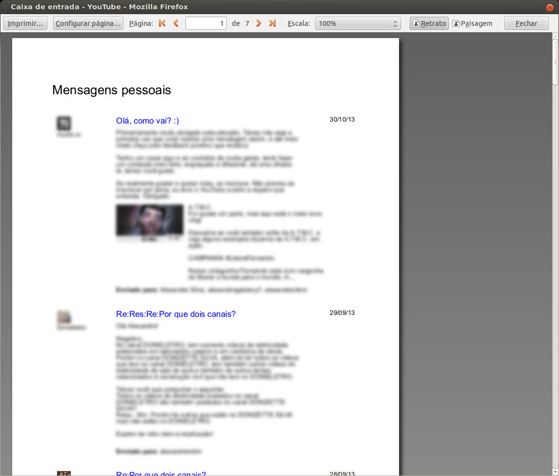 Youtube Messages Printer