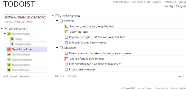 Todoist [:] Clean Focus