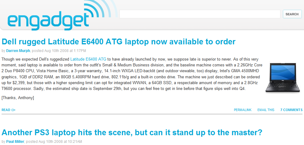 Engadget Lite - Remove Ads, Sidebar, Footer, more