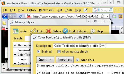 Color Toolbar(s) to identify profile (DM*)