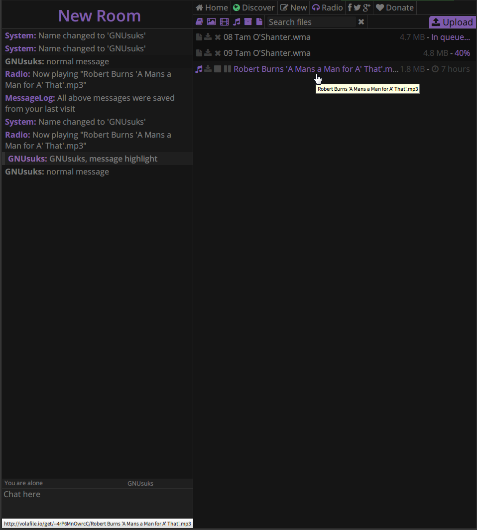 Volafile.io Dark/Purple