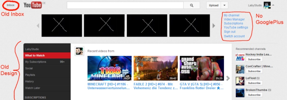 Old YouTube Design back & No G+ (Updated 2014)