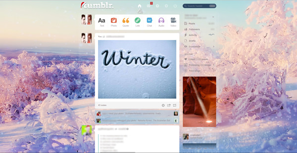 Tumblr Snowing Winter background theme