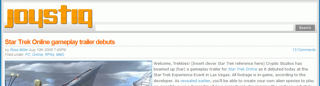 Joystiq Lite - Removes Ads, Sidebars, Footer, more