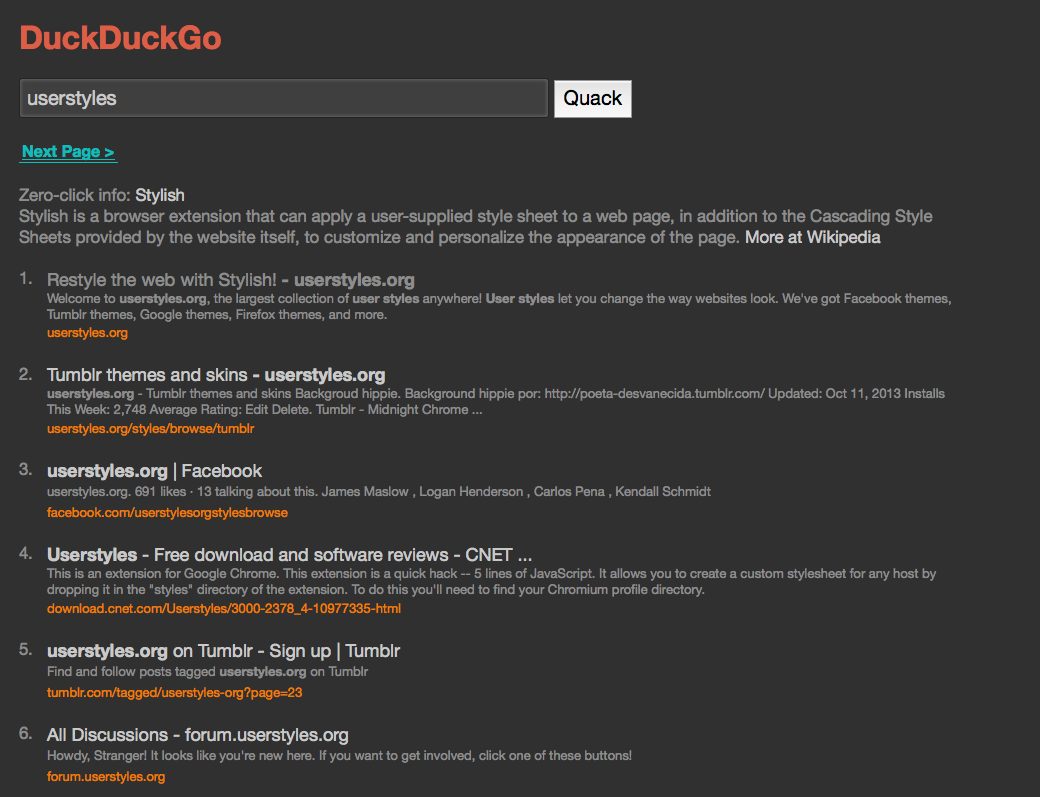 DuckDuckGo Lite Dark