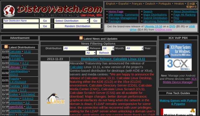 Dark distrowatch.com