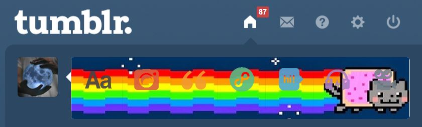 Nyam Cat em "new post" na Dash do Tumblr