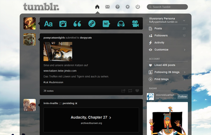 Tumblr - Customizable Dark Theme