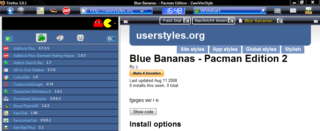 Firefox 3** - Blue Bananas - Pacman 2