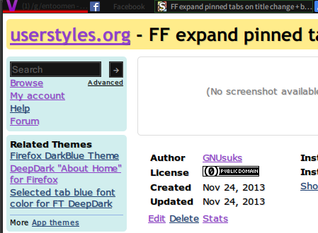 FF expand pinned tabs on title change + border
