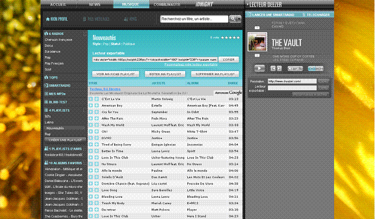 Deezer Light + fond fleuri