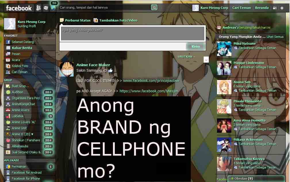 Tema Facebook Kyokai no Kanata by Rz