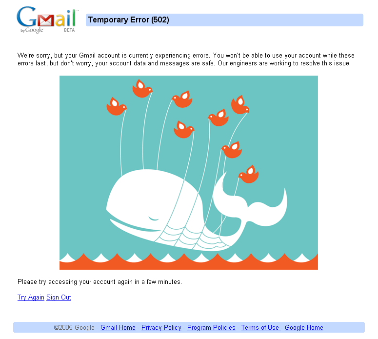 Gmail Fail Whale