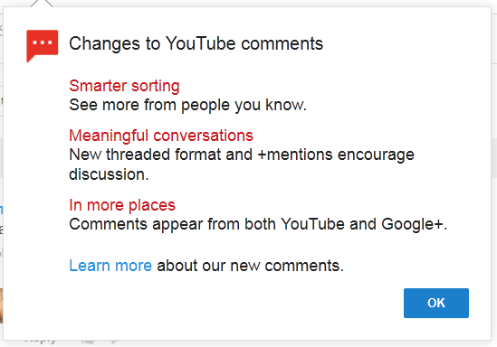 Remove / Hide  Changes to YouTube comments