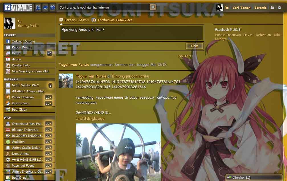 Facebook Theme Kotori by Rz