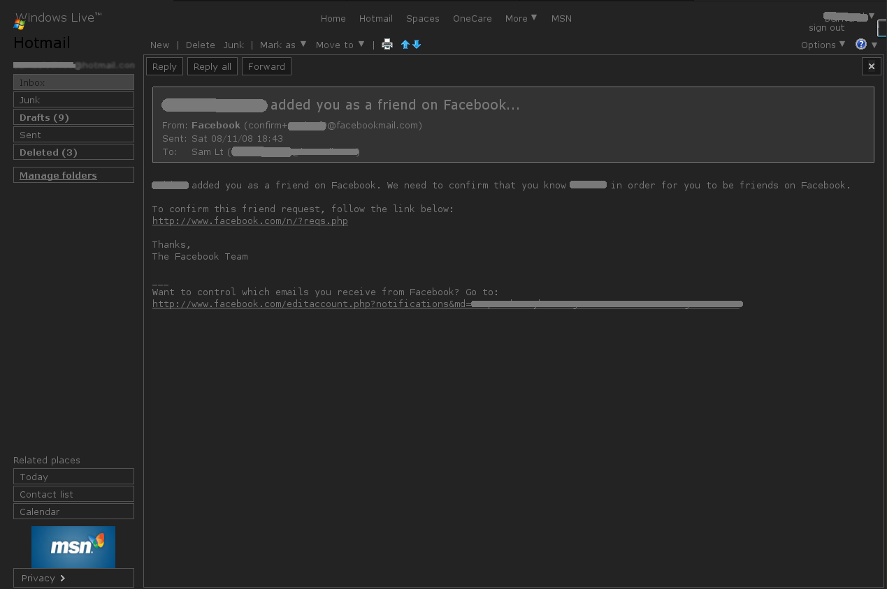 a mail.live.com -hotmail- Dark Theme