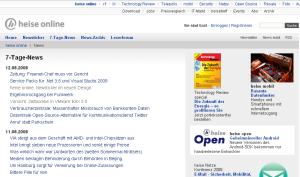 Heise.de - neues Design ohne Topbanner