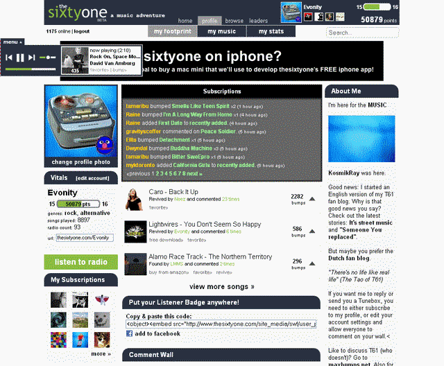 The Sixtyone player left (experimental)