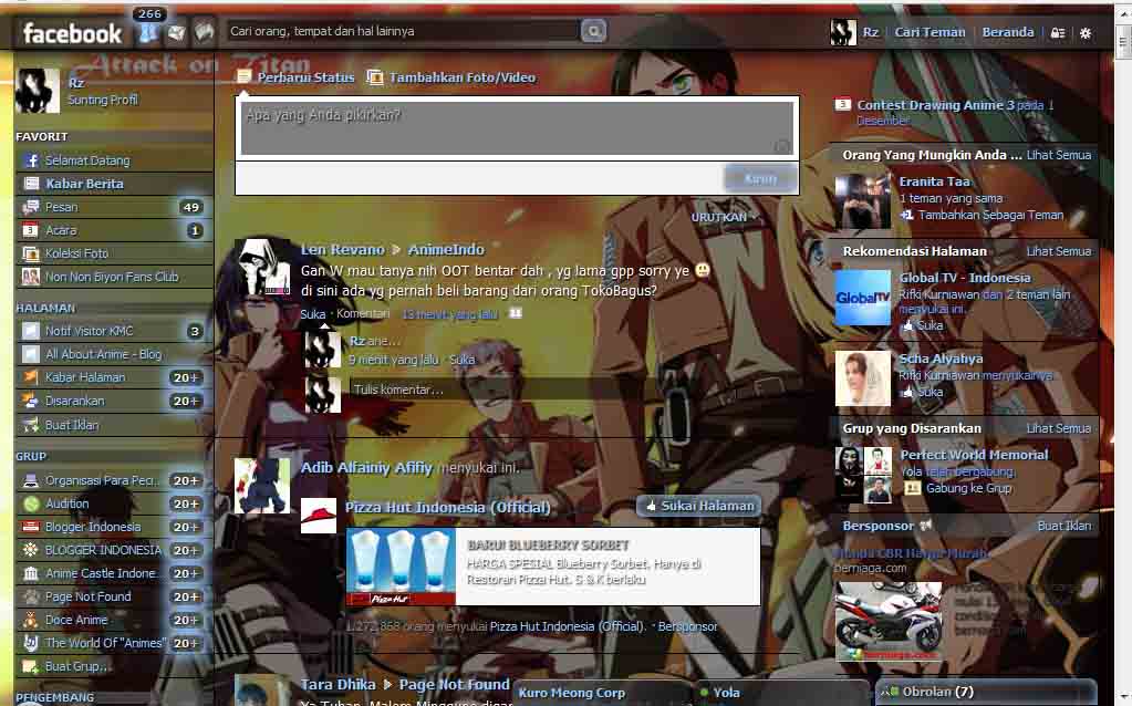 Facebook Theme Attack on Titan by Rz