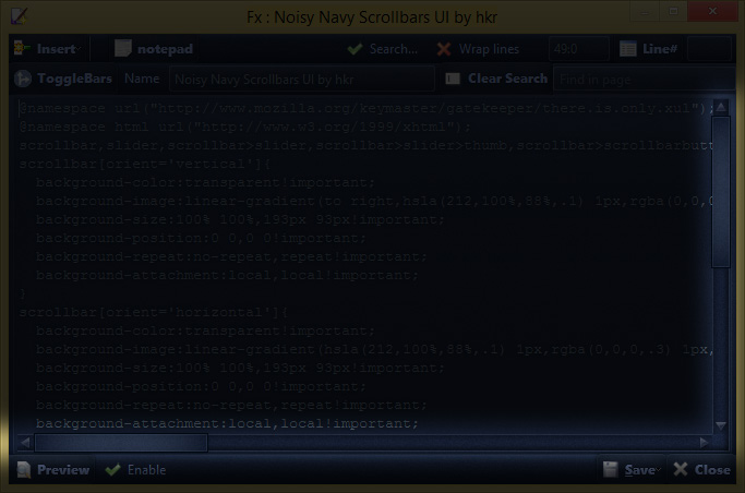 Noisy Navy Scrollbars for Firefox by hkr