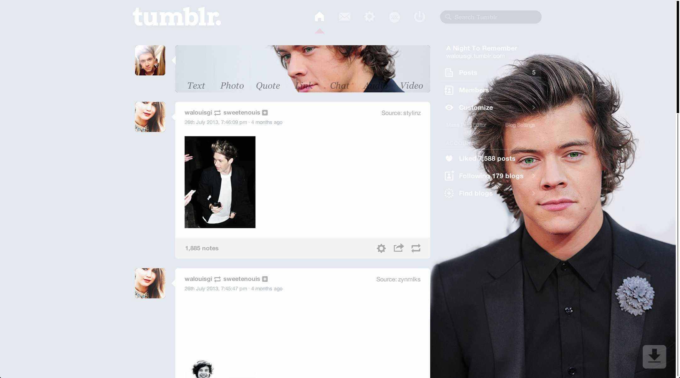 Harry Styles #7 Tumblr Dashboard | sweetenouis