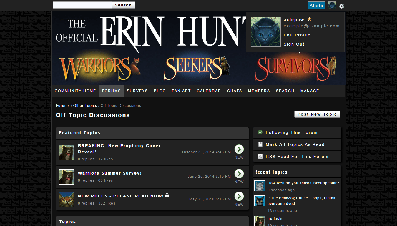 Erin Hunter Community - Dark Reskin by Axle (OLD)