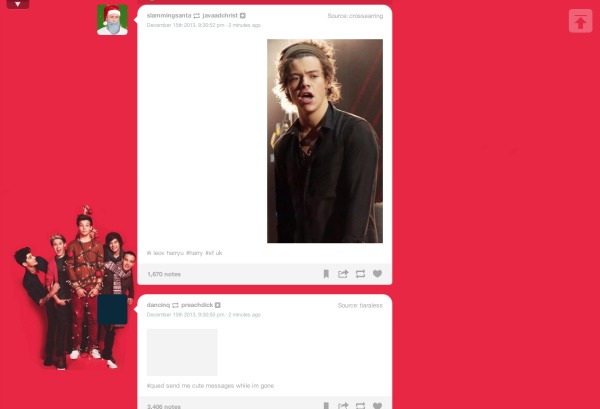 1D Christmas 2012 Tumblr Dashboard Theme