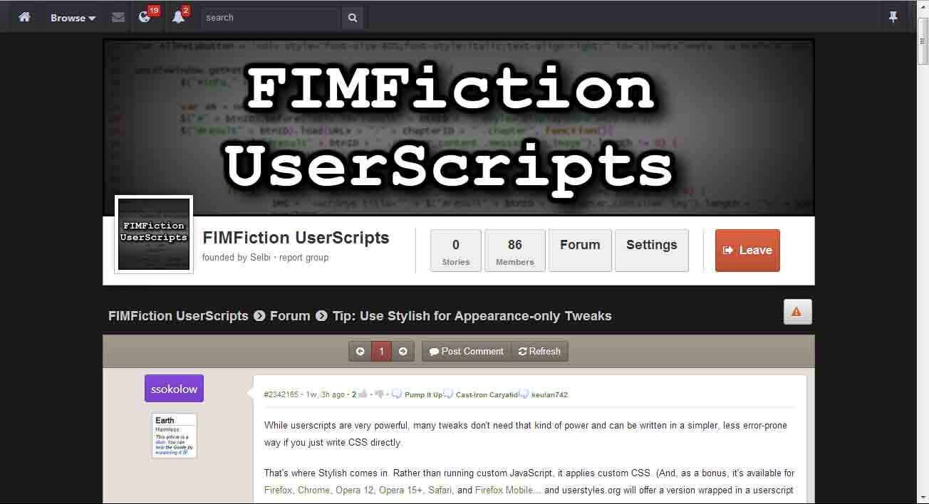 Fimfiction.net - Forum Title Fix Dark Backgrounds
