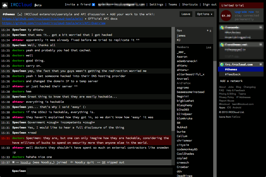 Terminal Theme for IRCCloud [highlight mod]
