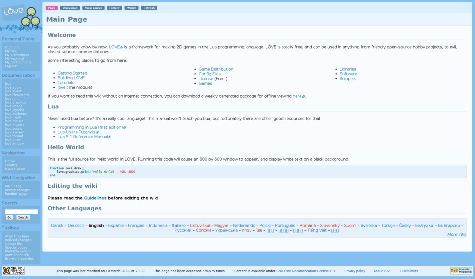 LÖVE / Love2D Wiki Readability qubodup