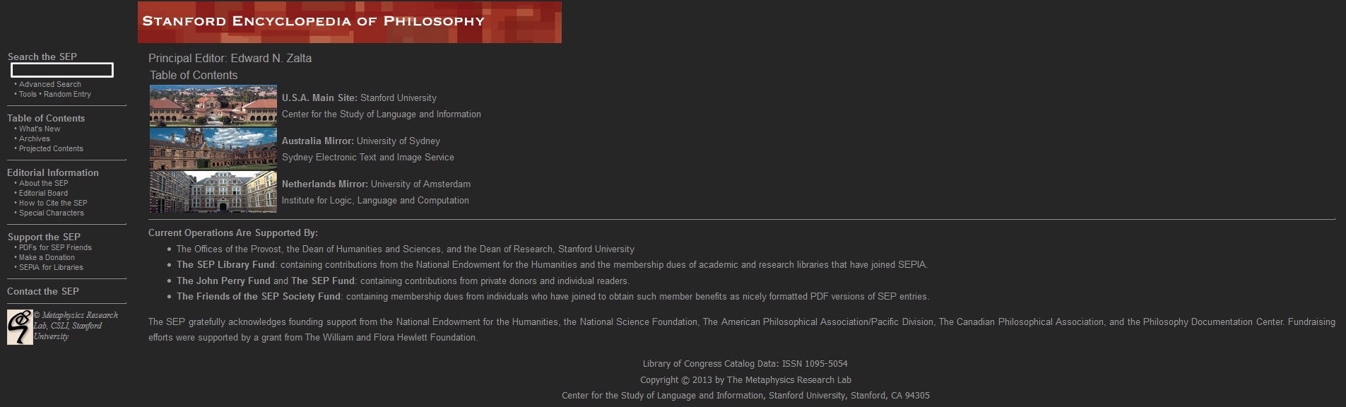 Stanford Encyclopedia of Philosophy  - Dark Theme