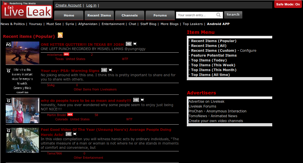 LiveLeak - Darken for night viewing.