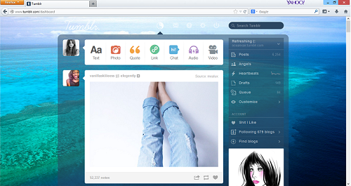 Ocean Tumblr Dashboard